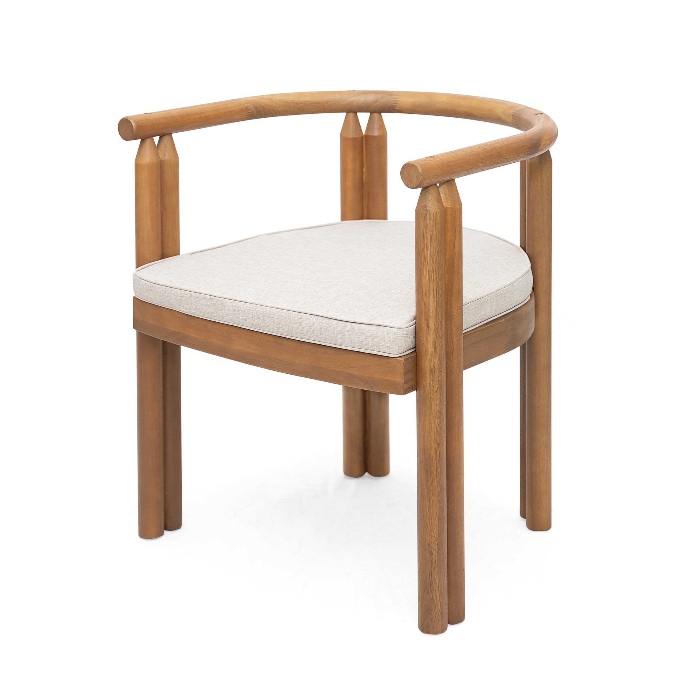 Christopher Knight Home 7-Piece Wood Outdoor Dining Table Set with 4 Armless and 2 Armrest Chairs, Teak+Beige