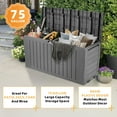 thumbnail image 6 of Seizeen 75 Gallon Resin Deck Box on Wheels, Patio Large Storage Cabinet, Outdoor Waterproof Storage Box, Storage Container for Outside Furniture Cushions, Garden Tools, Kids' Toys, Gray, D7232, 6 of 8