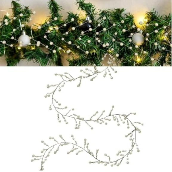Elegant Pearl Christmas Garland, Christmas Pearls Garlands Staircase Decorations, Pearl Bead Strings Xmas Tree Hanging Ornaments for Stairway Home Wedding Xmas Party Decor(1PCS)