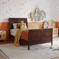 thumbnail image 1 of Valencia Twin Low Profile Wood Platform Bed with Matching Footboard in Walnut, 1 of 13