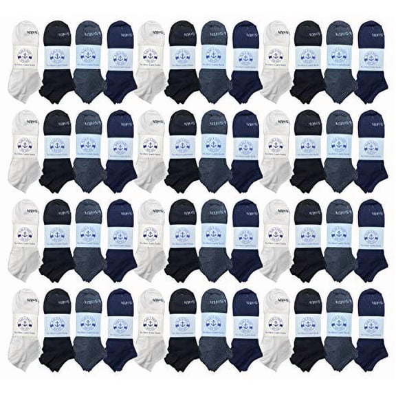 BILLIONHATS 48 Pairs of Men's Wholesale Polyester Shoe Liner Training Socks, No Show, Thin Low Cut Sport Ankle Bulk Socks, 10-13 (48 PACK ASSORTED)