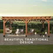 Backyard Discovery Beaumont 20x12 Cedar Wood Patio Pergola Kit, Trellis Roof, PowerPort
