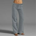 thumbnail image 4 of Audhol Loose Linen Pants for Women, Women Linen Pants 2025 Summer Wide Leg High Waisted Palazzo Pants Flowy Beach Trousers with Pockets Drawstring Pants Women Grey 5XL, 4 of 6