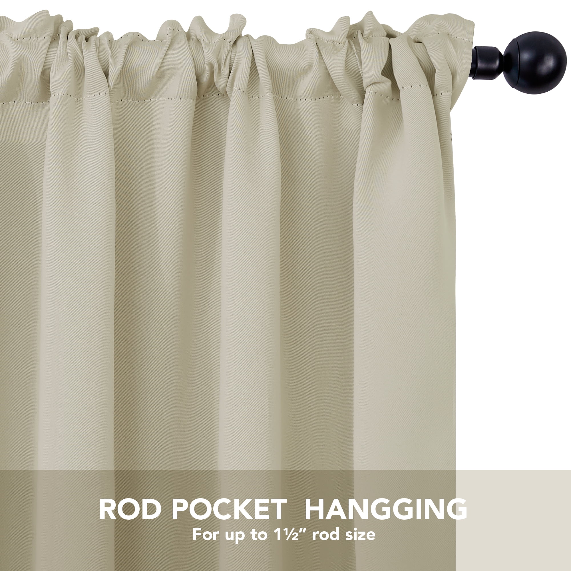 Deconovo Rod Pocket Room Darkening Curtains 84 inches Long, Thermal Insulated Curtains for Living Room, Beige, 42W x 84L inch, 2 Panels