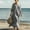 Gray, variant on SMihono Women Cotton Linen 3/4 Sleeve Maxi Dress Crewneck Summer Casual Loose Flowy Long Vacation Beach Dress Gray M