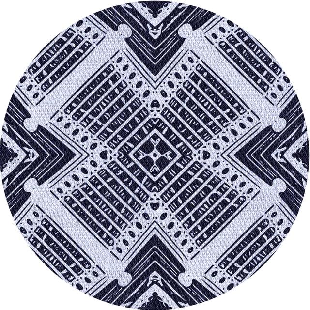 Ahgly Company Tapis Rond Lavable en Machine Intérieur Transitionnel Bleu Nuit, 7 Pieds Rond