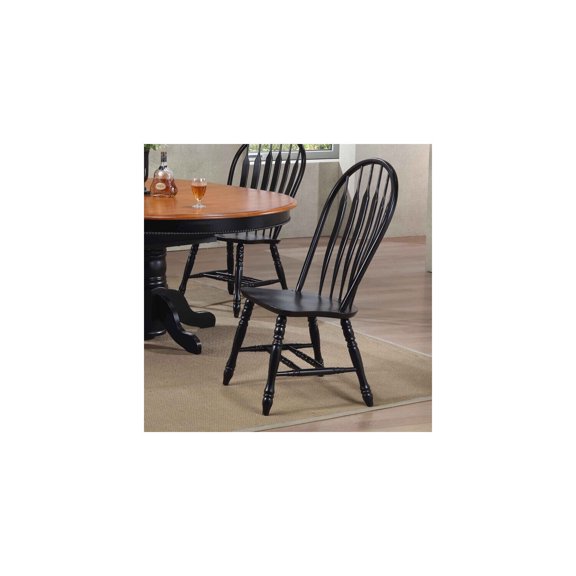 Black Cherry Dining Chairs - Set of 2 - Solid Wood Side Chairs - Distressed Finish