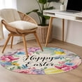 thumbnail image 4 of Round Area Rug 3.3 Ft, Easter Washable Non-Slip Circle Carpet for Living Room/Bedroom, Colorful Flowers Eggs Tulips Daisy Vintage Floral Low-Profile Small Kitchen Mats Collection Rugs for Indoor, 4 of 8