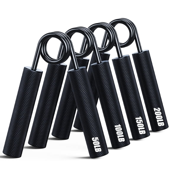 Grip Strength Trainer 4 Pack, 50LB-200LB Metal Hand Grip Strengthener, Non-Slip Heavy-Duty Forearm Exerciser, Hand Gripper for Muscle Building and Hand Rehabilitation Exercising