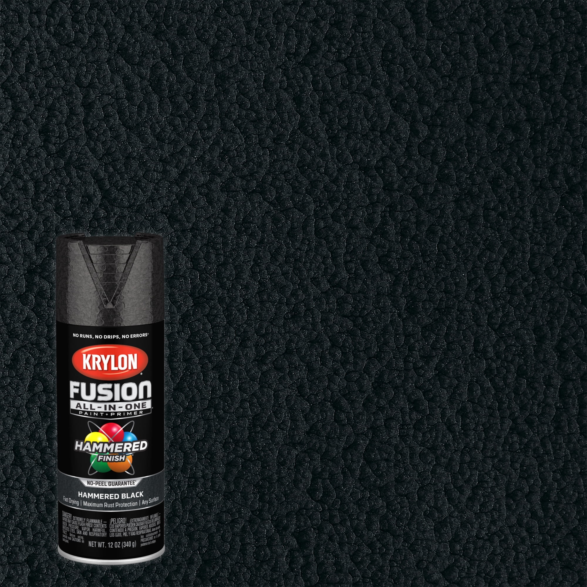 Krylon Fusion All-In-One Hammered, Black, 12 oz