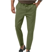 Yiliang Mens L,Army Green,Premium Comfort Classic Fit Dress Pants Flat Front Dress Pants Straight Fit Golf Pants