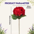 thumbnail image 3 of Faux Hydrangea Stem, Artificial Silk Flower with Full Bloom and Lifelike Leaves, 23.62 Inch Red Floral Pick for Wedding Home Vase Decor, 3 of 7