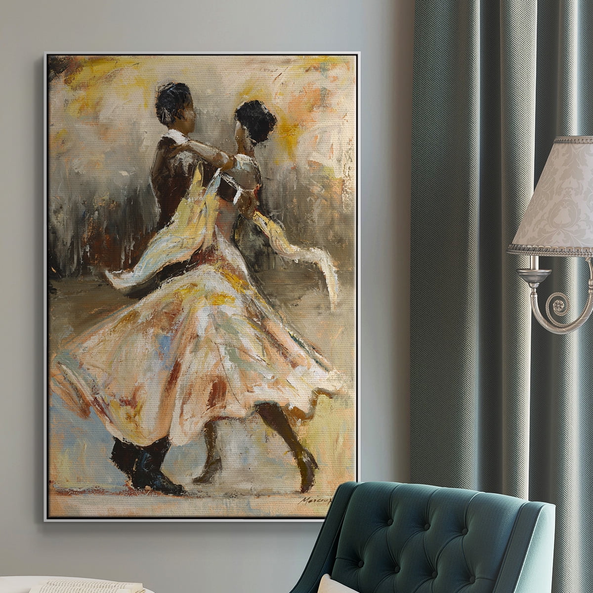 Night Out Framed Premium Gallery Wrapped Canvas - Ready to Hang - 17 x 25 - White Floating Frame
