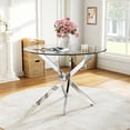thumbnail image 6 of Round Table Set for 4, 36" Tempered Glass Gold Legs Dining Table with Dining Chairs for Dining Room, Kitchen, Meeting Room, 6 of 9