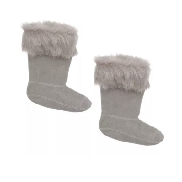 HUNTER Kids Geysers Faux Fur Boot Socks Grey ( M / US 11-13 )