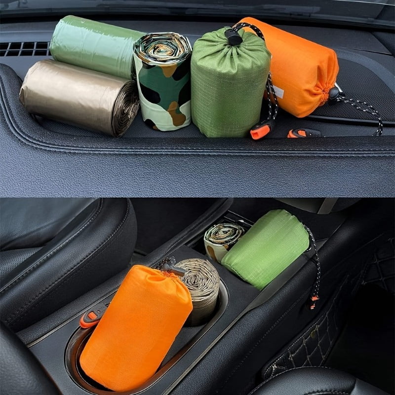 8Pcs Emergency Sleeping Bag Survival Bivy Sack, Lightweight Thermal Mylar Blanket Waterproof Windproof, Compact Outdoor Emergency Shelter Gear for Camping Hiking Backpacking Preparedness, Orange
