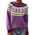 thumbnail image 2 of Womens Fair Isle Sweaters Vintage Argyle Iceland Norway Sweater Colorful Crew Neck Knit Tops Long Sleeve Pullover Jumper Tops, 2 of 4