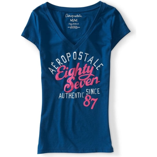 Aeropostale Aero Graphic playera para mujer, azul, XS Aeropostale Camiseta gráfica
