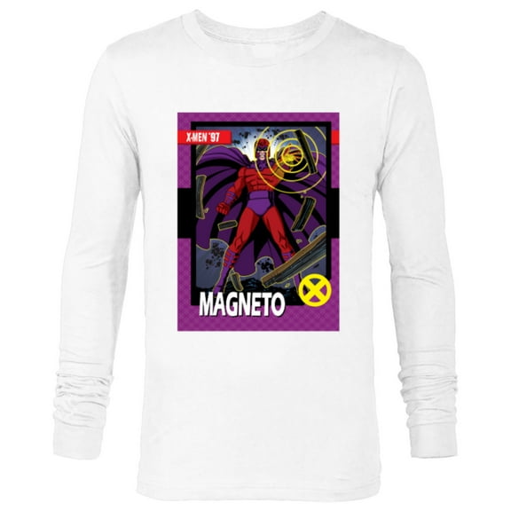 Marvel Studios X-Men ’97 Magneto Retro Trading Card- Long Sleeve T-Shirt for Men - Customized-White
