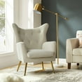 thumbnail image 2 of Velvet Armchair Wingback Home Lounge Single Sofa Upholstered Tufted Accent Chair Golden Leg Living Room Adult Tan, 2 of 7