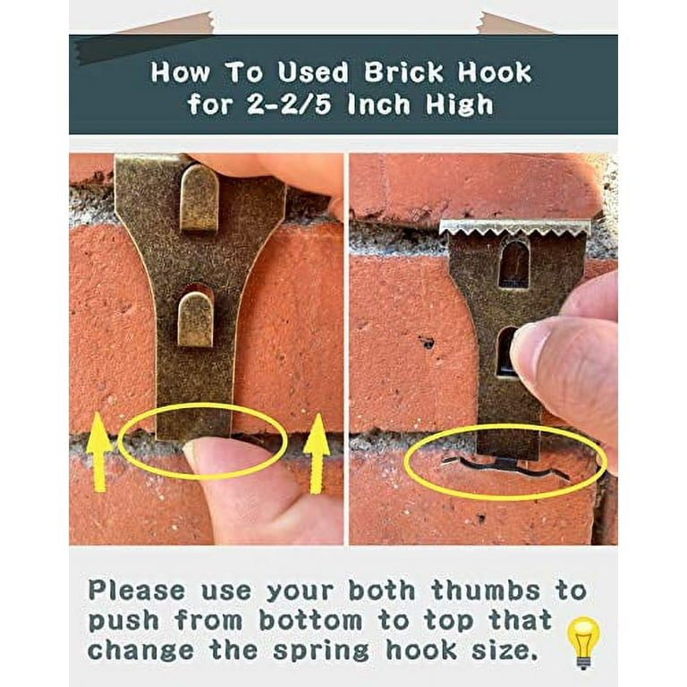 NACETURE Brick Hook Clips (4 Pack) Outdoor Brick Hangers Wall Clips for  Hanging - Mounting to Brick Without Drilling, Require More Than 1/8” Brick