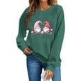 thumbnail image 4 of Womens Valentine's Day Gnome Sweatshirt Cute Oversized Shirt for Her, Soft Graphic Print Crewneck Sweater Casual Gift Loungewear, Dark Green,Size XS, 4 of 6