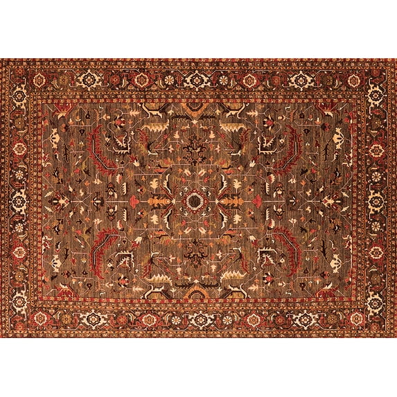 Ahgly Company Indoor Rectangle Oriental Orange Traditional Area Rugs, 2' x 3'