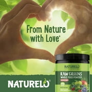 NATURELO Raw Greens Superfood Powder - Unsweetened - Boost Energy, Detox, Enhance Health - Organic Spirulina - Wheat Grass - Whole Food Nutrition from Fruits & Vegetables - 240 Grams