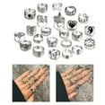 thumbnail image 2 of 24pcs Y2K Gothic Rings Set for Women and Men Silver Punk Grunge Vintage Jewelry with Heart Snake Flower Designs, 2 of 9