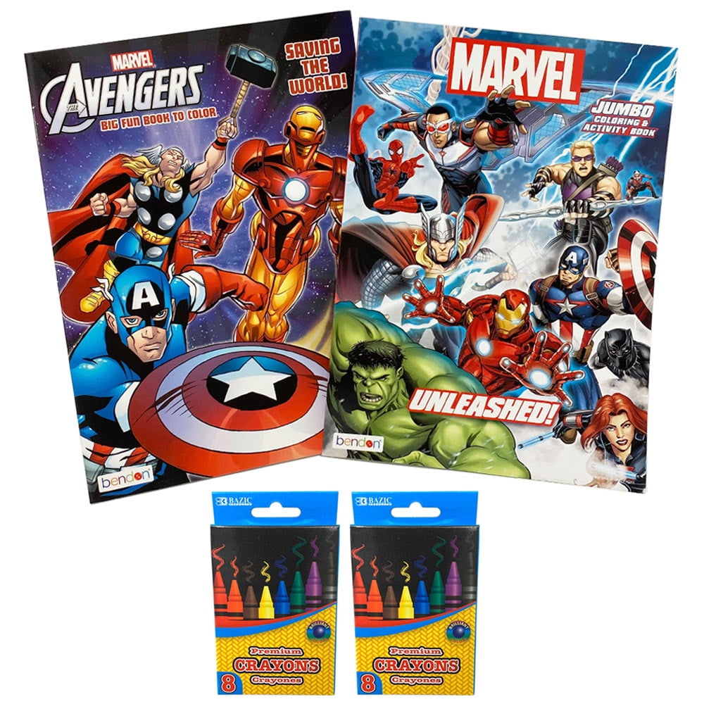 Marvel Includes 2 X Colouring Sheets & 8 Chunky Crayons 