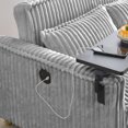 thumbnail image 6 of Corduroy Pull-out and Push-in Sofa with Dual Functions,Convertible Sofa Bed with a Movable Tabletop and USB Ports,Adjustable Backrest Couch Bed for Living Room ,Bedroom and Guest Room,Gray, 6 of 7