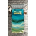 thumbnail image 2 of Ambesonne Abstract Quilted Coverlet 2 Pcs, Modern Waves Starfish, Twin Size, Blue Beige, 2 of 2