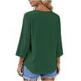 thumbnail image 5 of Yangnuo Women's Trendy Fashion Button-Front Loose Comfy Blouse Top Women's V-neck Button-up Blouse With Three-quarter Sleeves Solid Color Cardigan Top For Women, 5 of 6