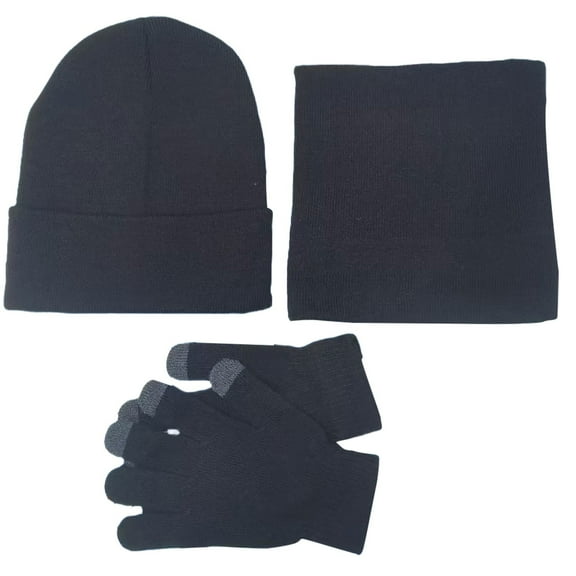 ZJXFGS Hat And Gloves For Women,Hat Gloves Scarf Set Women,Womens Winter Scarf,Scarf And Hat Set For Women,Womens Hat Scarf And Gloves Set Winter,Ladies Winter Hats,Hat Set For Women,Black,One Size