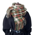 thumbnail image 5 of Splozh Women Chunky Scarf Women Winter Tartan Scarf Ladies Warm Blanket Pashmina Shawl Dark Green,One Size, 5 of 7