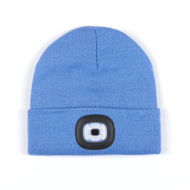 Gorro de punto con luces LED dobles para deportes al aire libre recargables, luz blanca delantera, luz roja trasera, luces dobles, lámpara LED