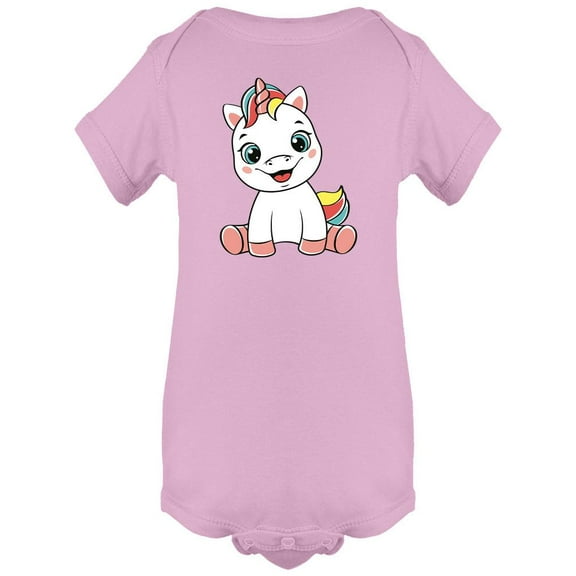 Happy Unicorn Sitting Bodysuit Infant -Image by Shutterstock, Newborn