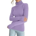 thumbnail image 3 of Ribbed Sweaters for Women Cute High Neck Knitted Warm Fitted Sweater Purple One size, 3 of 9