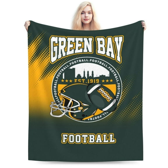 Green Bay Football Throw Blanket, Soft Lightweight Plush Warm Blankets For Men And Women, Sports Fan Gifts Bed Tapestry For Sofa, Travel 50"X40"