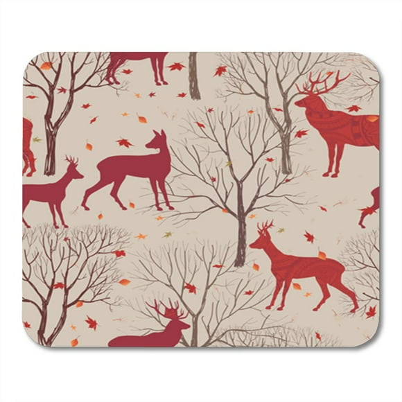 POGLIP in Autumn Forest Pattern Fall Leaves and Trees Deer Mousepad Mouse Pad Mouse Mat 9x10 inch