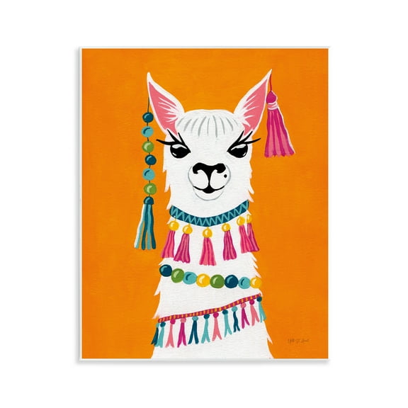 Stupell Industries Festive Llama Portrait Animals Painting Unframed Art Print Wall Art, 11 x 14