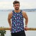 thumbnail image 6 of KLL Blue Skull Flower Print Men's Muscle Gym Workout Stringer Tank Tops Bodybuilding Fitness T-Shirts Tank Tops Men-X-Large, 6 of 7