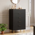thumbnail image 7 of Black 5 Drawer Dresser for Bedroom, 48" Tall Modern Chest of Drawers with Gold Metal Handles & Anti-Tipping Device, Fluted Wooden Dresser Organizer for Living Room, Hallway, Kids Room, 7 of 7