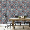 thumbnail image 4 of S4Sassy Ikat Floral Print Wallpaper - Asian Style Wall Covering, 25" x 120" Self-Adhesive Textured Vinyl Wallpaper, Walls Wrap, Easy DIY Wall Covering For Bedroom, Living Room, Living Spaces - Blue, 4 of 6