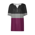 thumbnail image 5 of Zwiiyzr Womens T-Shirts Women's Independence Day Printed Blouses Short Sleeved V-Neck Button Up Fashionable(Purple,XL), 5 of 5