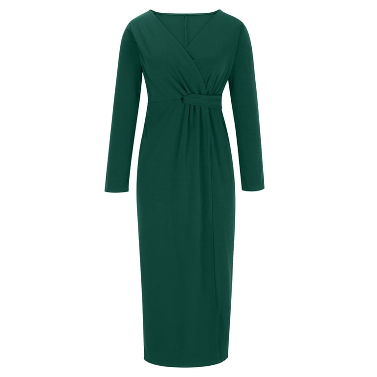 Oplxuo Wedding Guests Dresses for Women Wrap Deep V Neck Long Sleeve Sexy  Slit Business Party Blazer Dress - Walmart.com