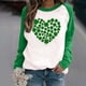thumbnail image 2 of Sudadera Honeeladyy con tréboles para mujer, camisa irlandesa de manga larga con diseño de corazón de trébol, raglán para el Día de San Patricio, en liquidación por menos de 5 $, 2 of 4