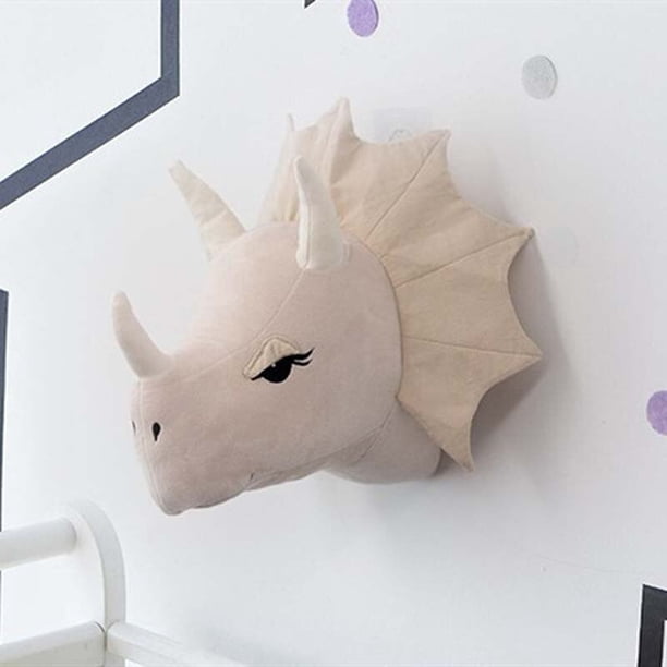 Dinosaur Stuffed Animal Head Wall Decoration Head Lifelike Plush Animal Head for Baby Kids Girl Bedroom Home Decor heqiyong LED