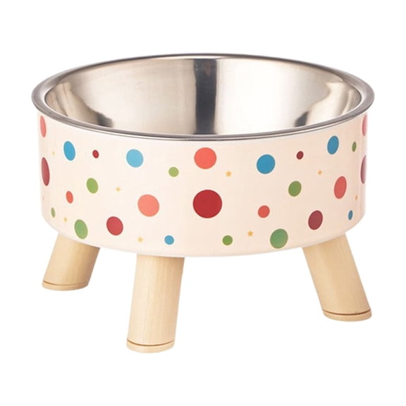 BPPEG Dog Bowl Elevated with Stainless Steel Insert and Wooden Base – Raised Modern Pet Food Dish for Cats, Small and Medium Dogs (Multicolor)