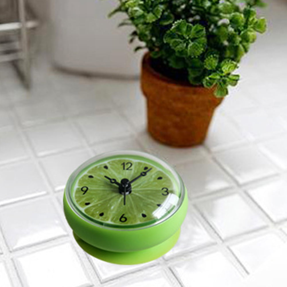 Bathroom Kitchen Waterproof Fruits Suction Cup Refrigerator Wall Clock Durable 